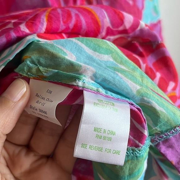 Lilly Pulitzer Embellished Tunic Floral Blouse - Pink and Blue XS Cotton - Picture 7 of 8